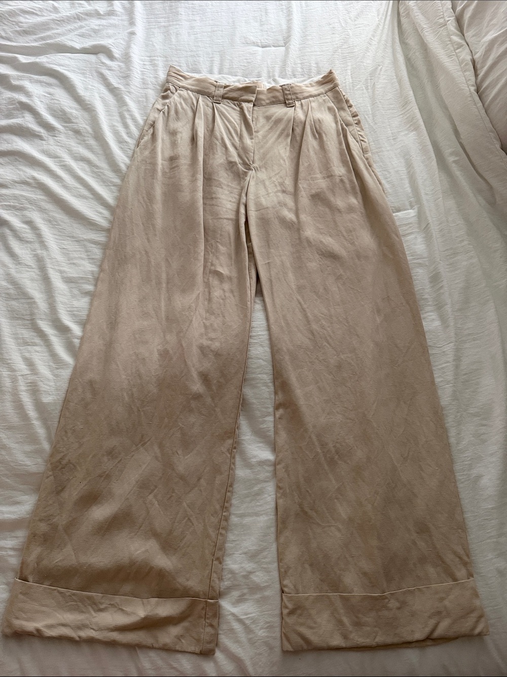 Beige Wide-Leg Women’s Trousers